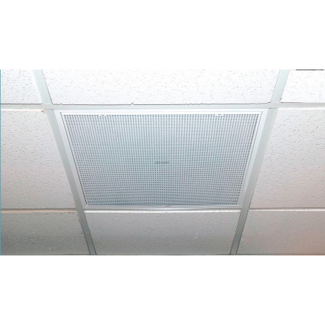 ATLANTIC DFZ-R 600L S/R D 200 - DIFFUSEUR TÔLE PERFO REPRISE 600x600 + PLENUM D200 LATÉRAL